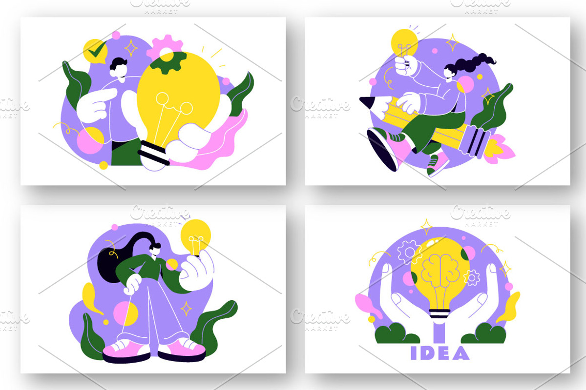 6 Idea Business Vector Illustration, a Person Illustration by denayunebgt (Photo 2 of 3)