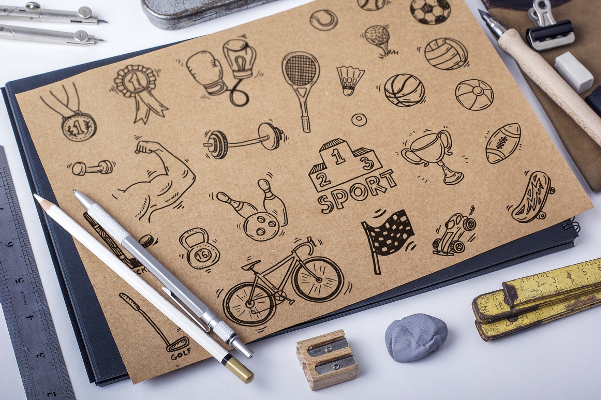 Hand drawn sport doodle set +bonus, an Illustration by Hala (Photo 5 of 5)