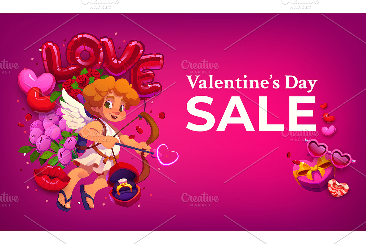 Cherub cupid angel on valentines day, an Illustration by Vector Tradition (Photo 3 of 3)