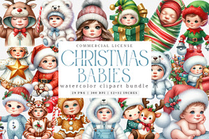 Christmas Babies Cliparts Bundle, an Illustration by SinaCreation