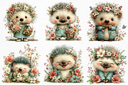 Whimsical Spring Hedgehog Clipart, an Illustration by Craft Nest (Thumbnail 4 of 11)