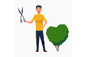 Professional gardener trimming, an Object Illustration by Things for designers