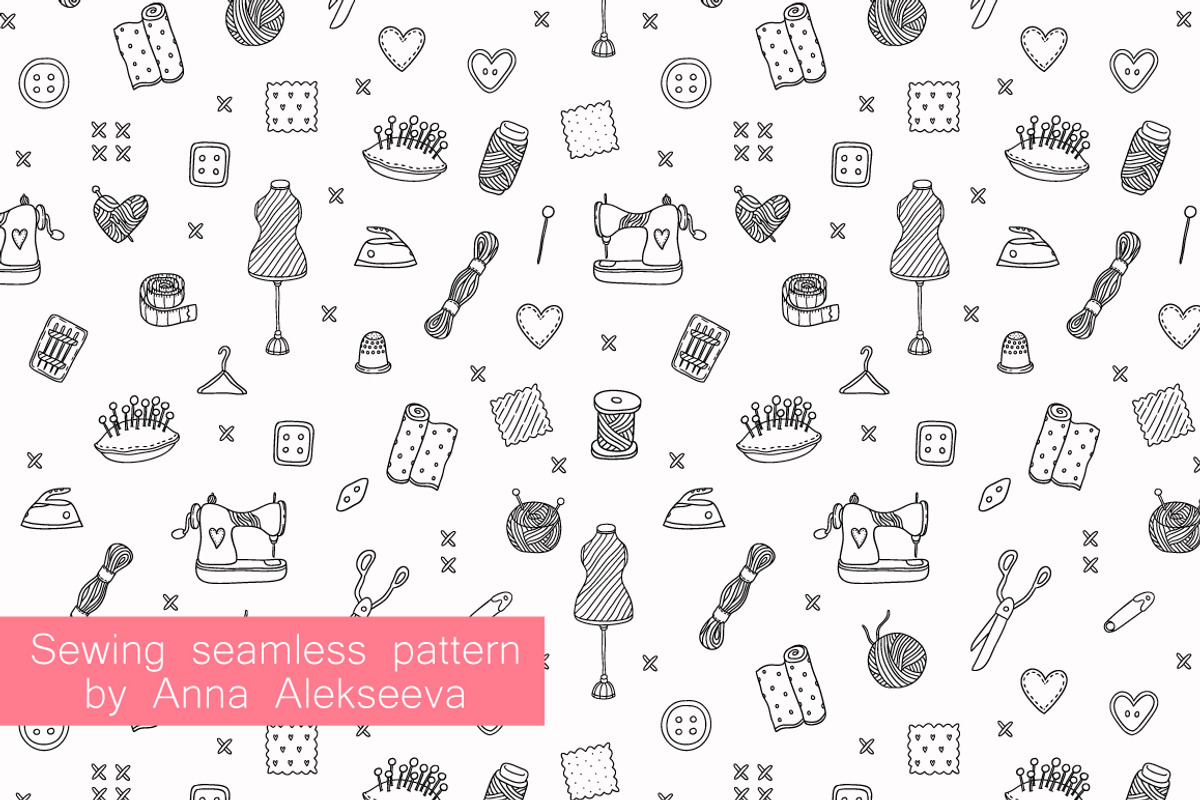 Sewing tools. Seamless pattern., a Pattern Graphic by kostolom3ooo (Photo 2 of 3)