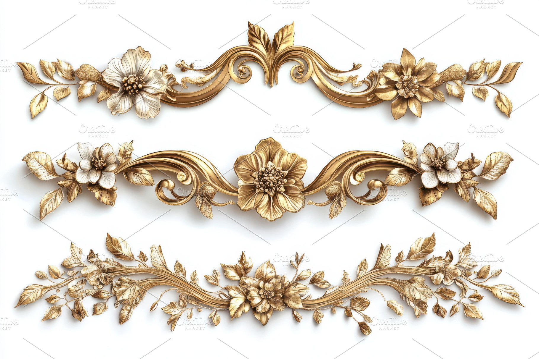 Elegant Golden Floral Ornaments Baro, an Abstract Photo by Pixeness