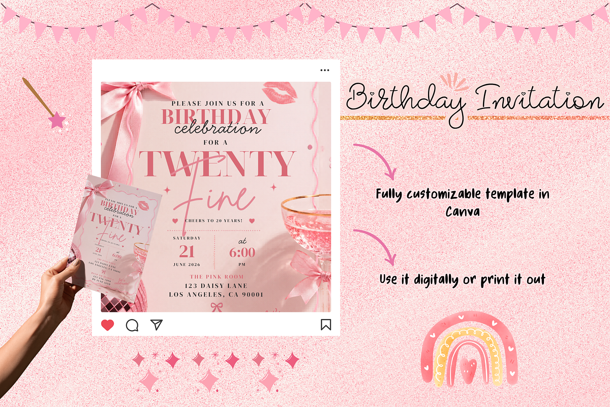 Twenty Fine Birthday Invitation, an Invitation Template by bellaROSEworkshop (Photo 5 of 5)