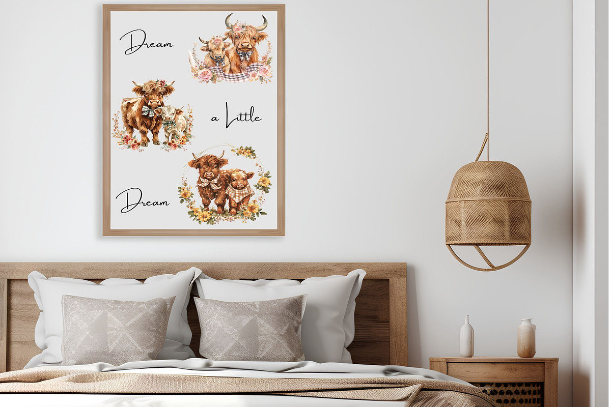 202 Watercolor Highland Cow Clip Art, an Animal Illustration by Art Paradise Studios (Photo 7 of 8)