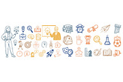 Educational Doodle Icon Clipart Set, an Illustration by designvectx (Thumbnail 2 of 3)