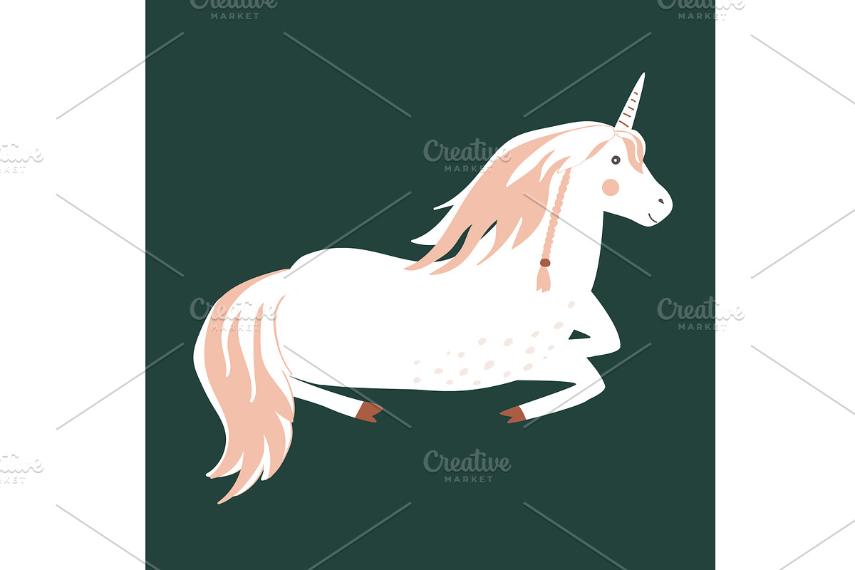 Cute lying unicorn cartoon isolated, an Animal Illustration by Toltemara