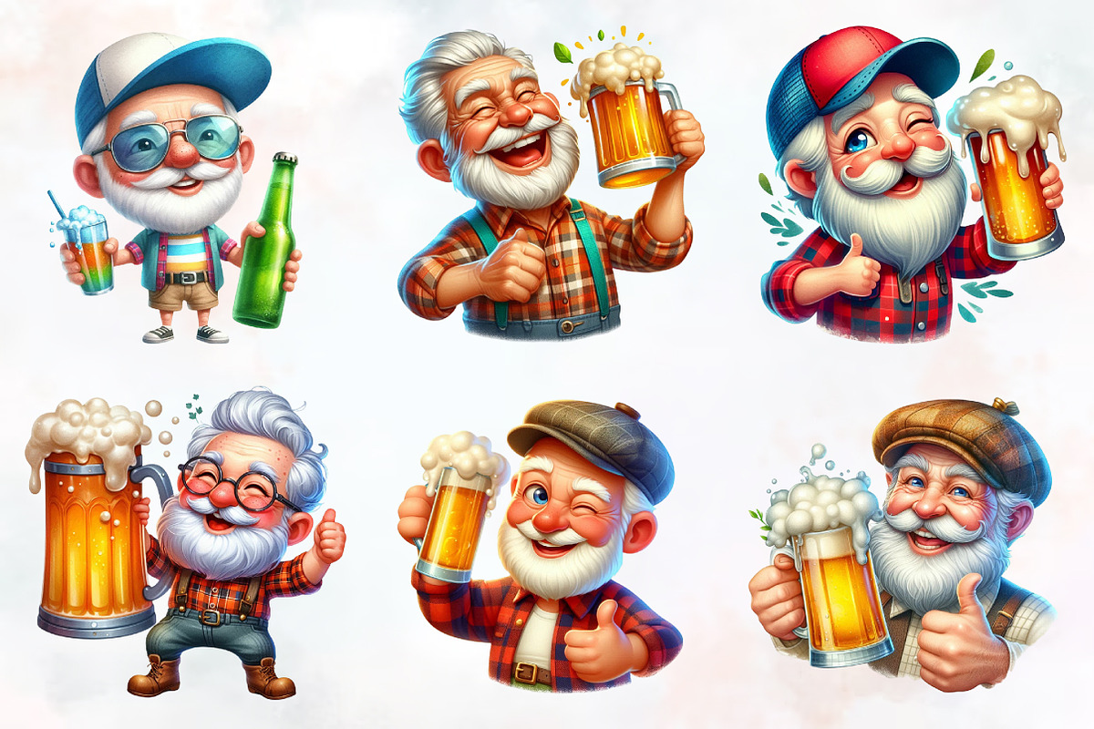 Funny Beer Loving Grandpa Clipart, an Illustration by RobertsArt (Photo 4 of 7)