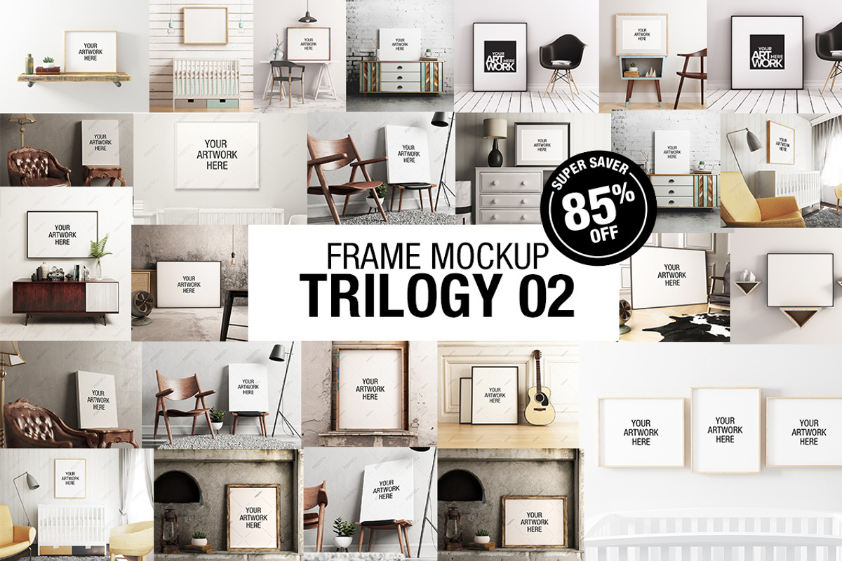 Frame Mockup Trilogy Bundle 02, a Print Template by positvtplus