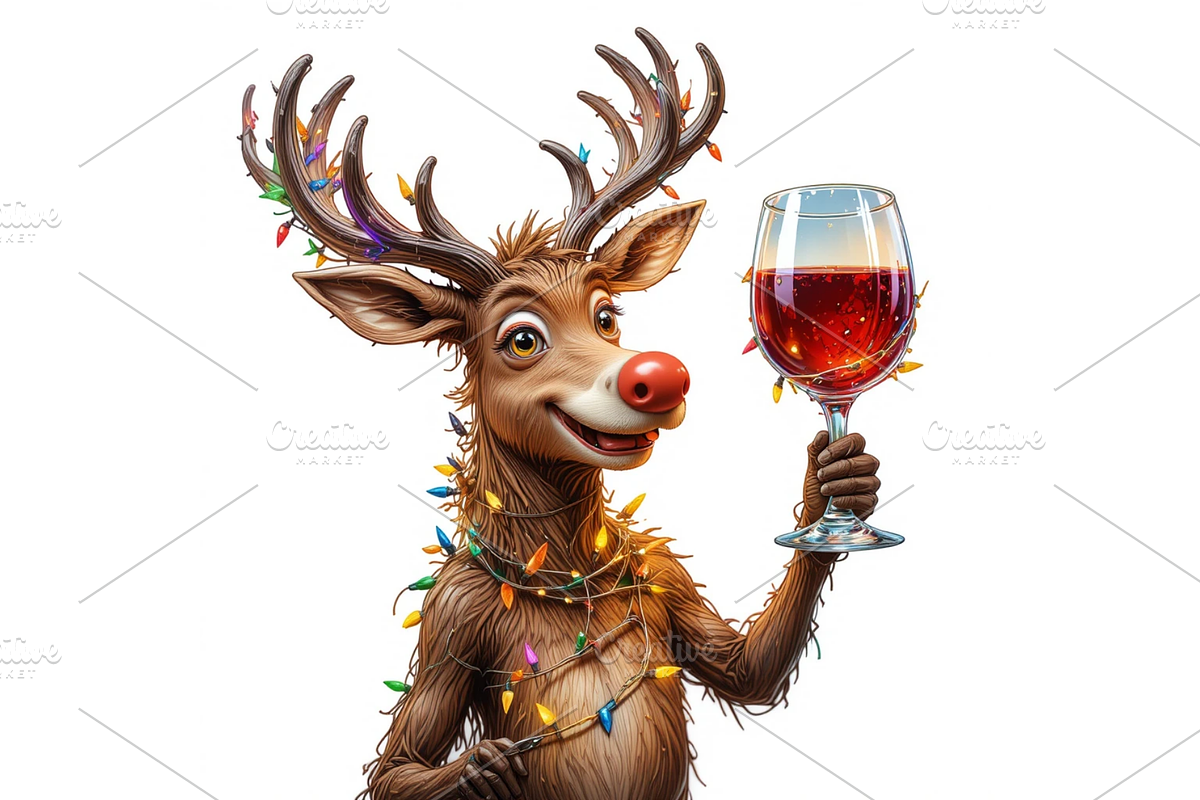 FunnyWine Christmas Cocktail Clipart, a Seasonal Illustration by Creative design (Photo 5 of 7)