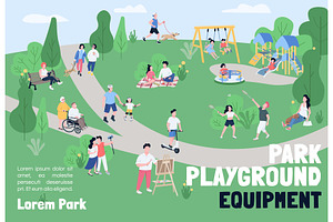 Park playground equipment banner, a Poster Template by IMG visuals characters