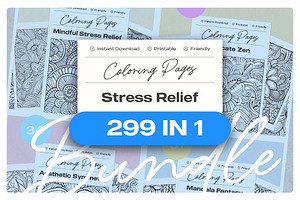 Stress Relief Coloring Pages BUNDLE, an Illustration by Pix Cafe