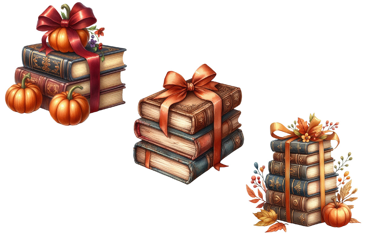 Autumn Bow Book Stack Sublimation, an Illustration by Designworld (Photo 4 of 5)