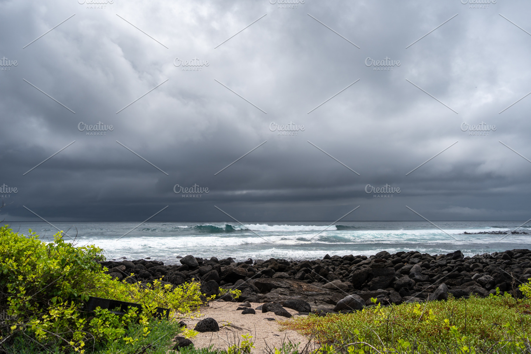 Scenic view of Playa Loberia with waves and rocks, a Nature Photo by GoodGoods