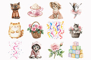 Watercolor Kitten Clipart, a Seasonal Illustration by Design Market (Thumbnail 3 of 5)