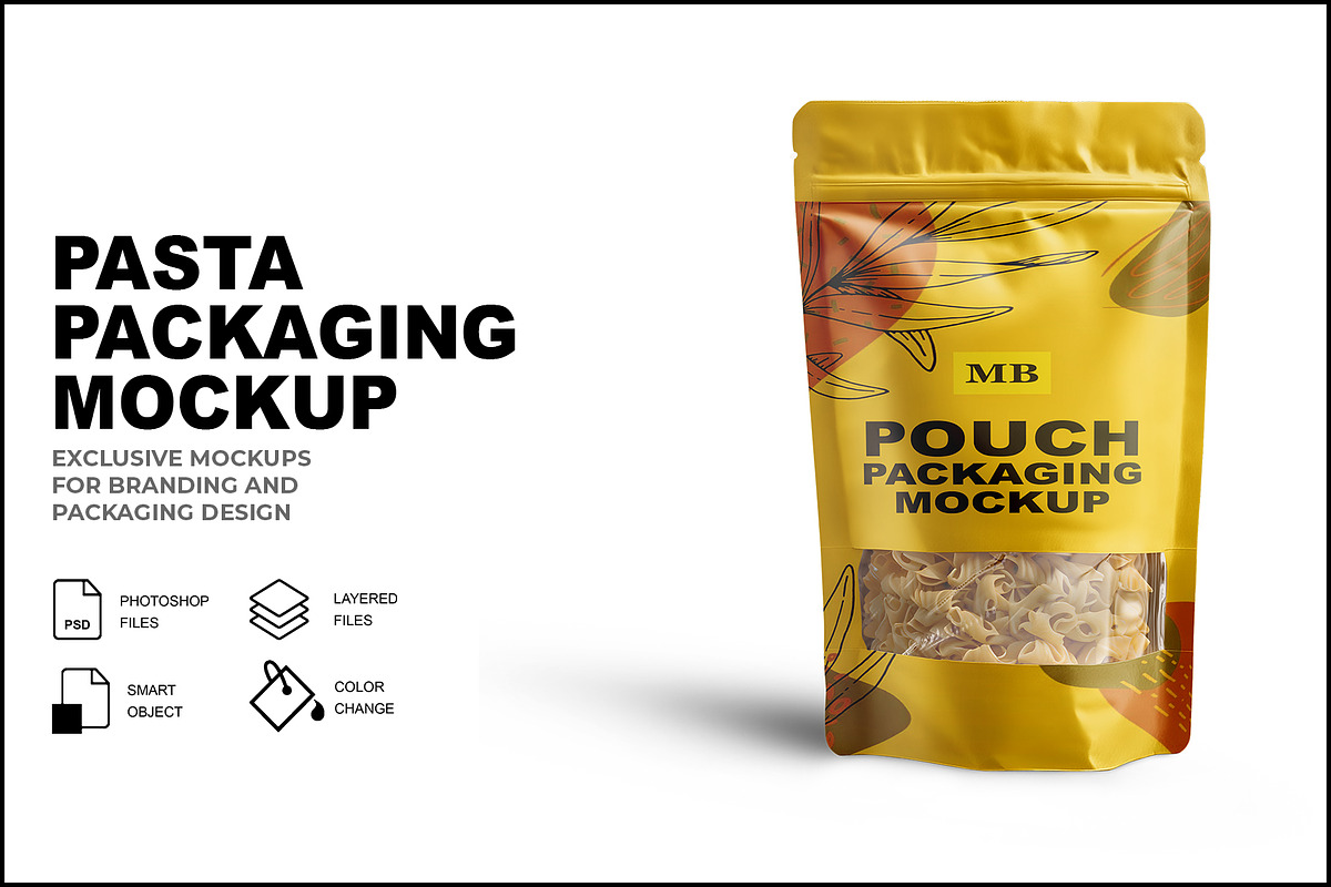 Pasta Packaging Mockup, a Packaging Mockup by mockupbuys (Photo 1 of 3)
