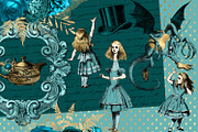Teal and Gold Alice in Wonderland, an Illustration by Digital Curio (Thumbnail 5 of 5)