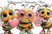 Whimsical Valentine Bee Clipart, an Illustration by Craft Nest (Thumbnail 1 of 10)