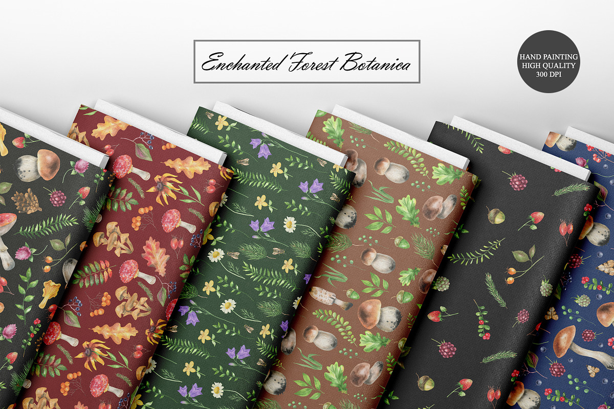 Watercolor Forest Seamless Patterns, a Decorative Illustration by OlDm_Shop (Photo 3 of 10)