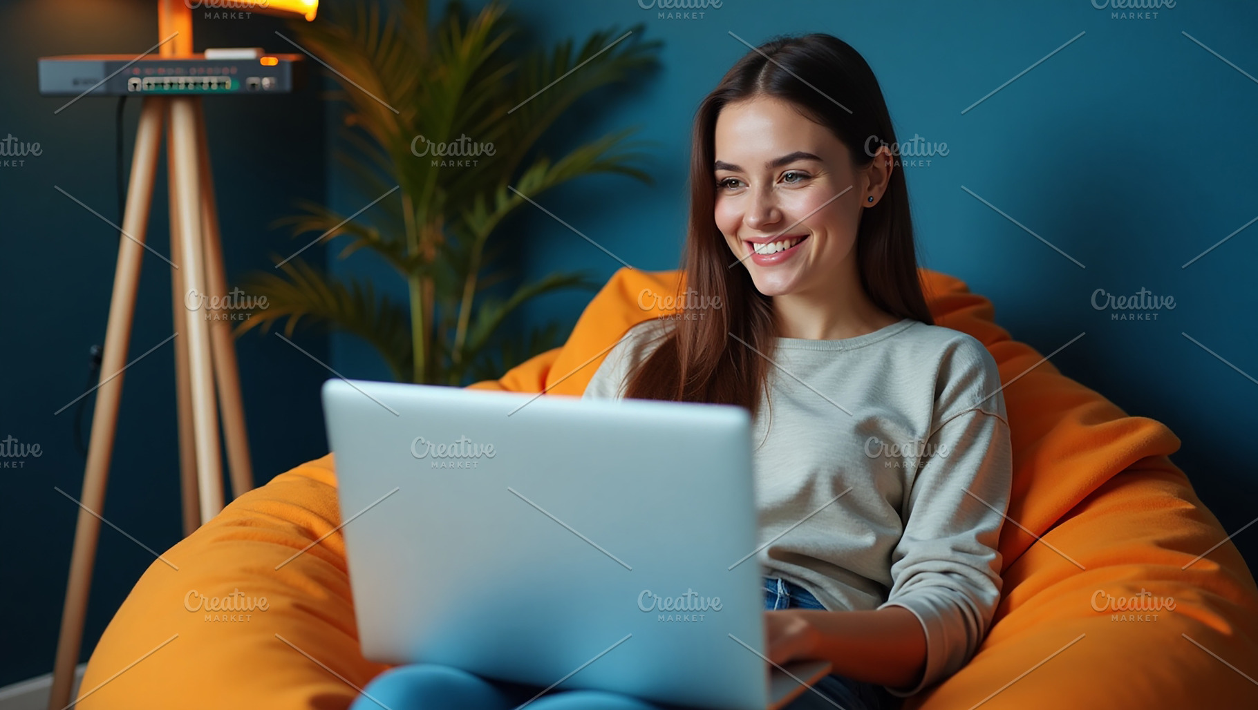 Smiling Woman Working on Laptop, a Business Photo by Stock Shape