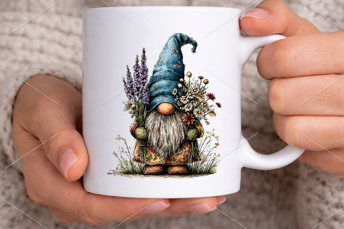 Whimsical Spring Gnome Clipart PNG, an Illustration by Canvas Craft (Photo 7 of 7)
