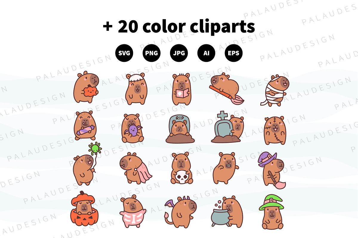 Halloween Capybara Clipart, a Seasonal Illustration by Palau (Photo 7 of 9)