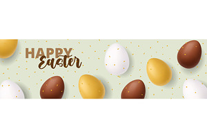 Happy Easter green banner with, an Object Illustration by GraphiShop