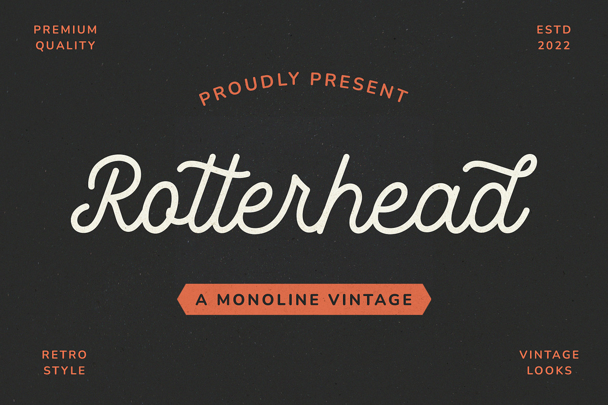 Rotterhead Monoline Vintage Font, a Script Font by Seagulls Creative (Photo 1 of 8)