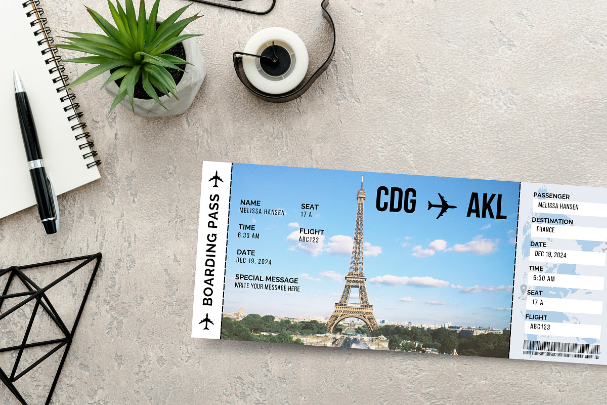 Paris Boarding Pass Template, a Templates & Theme by Snapybiz (Photo 4 of 17)