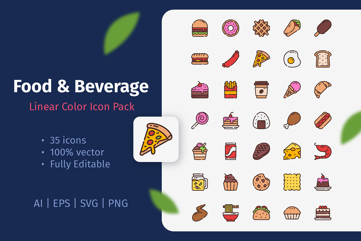 35 Food & Beverage Linear Color Icon, an Emoji Icon by Bilicube Studio