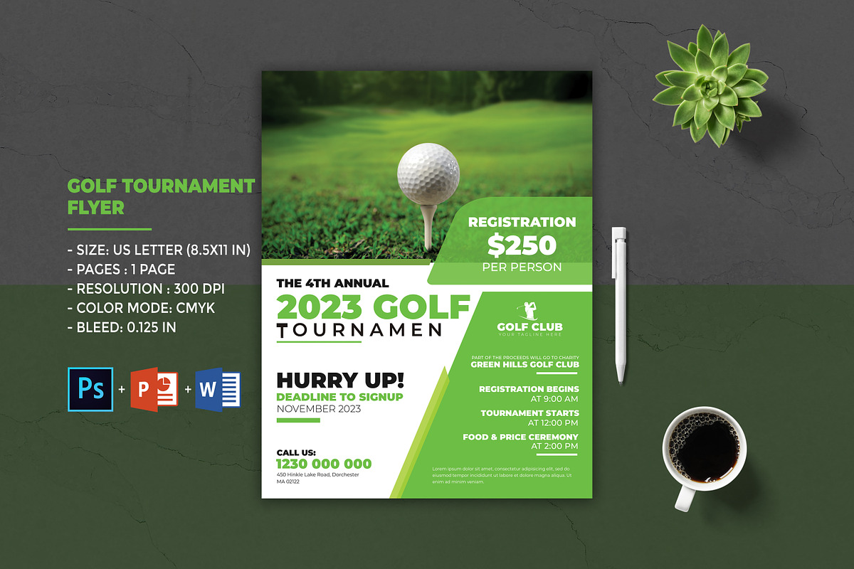 Golf Tournament Flyer Template, a Flyer Template by Designscozy (Photo 1 of 4)