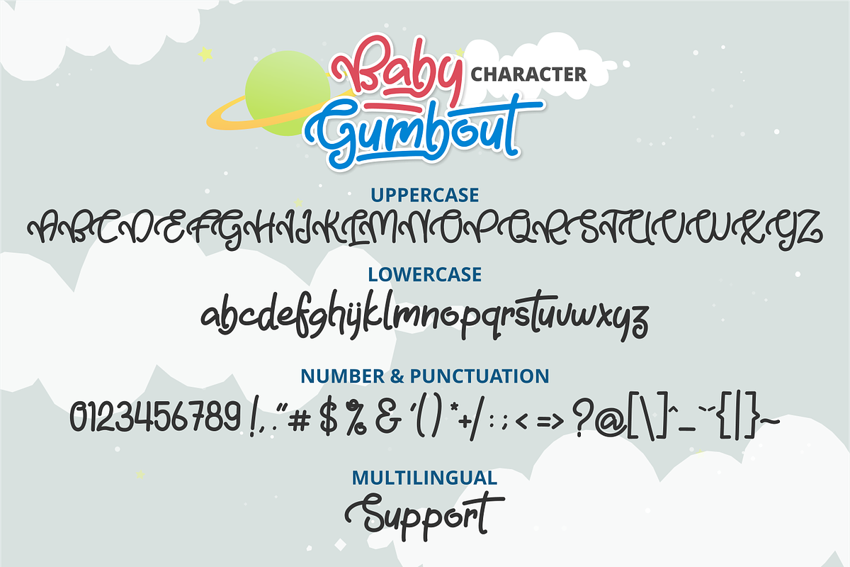 Baby Gumbout Font, a Script Font by Mabhal Studio (Photo 5 of 6)
