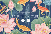 lOTUSES AND CARP, a Pattern Graphic by Kate Demyanovska (Thumbnail 1 of 8)