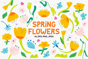 Spring Flowers Cliparts, Patterns