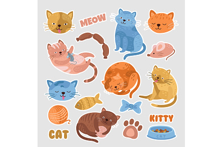 Cat stickers. Funny cats, kitten, a Background Graphic by Valerie Bodnar