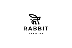 Rabbit Bunny Hare Monoline Logo