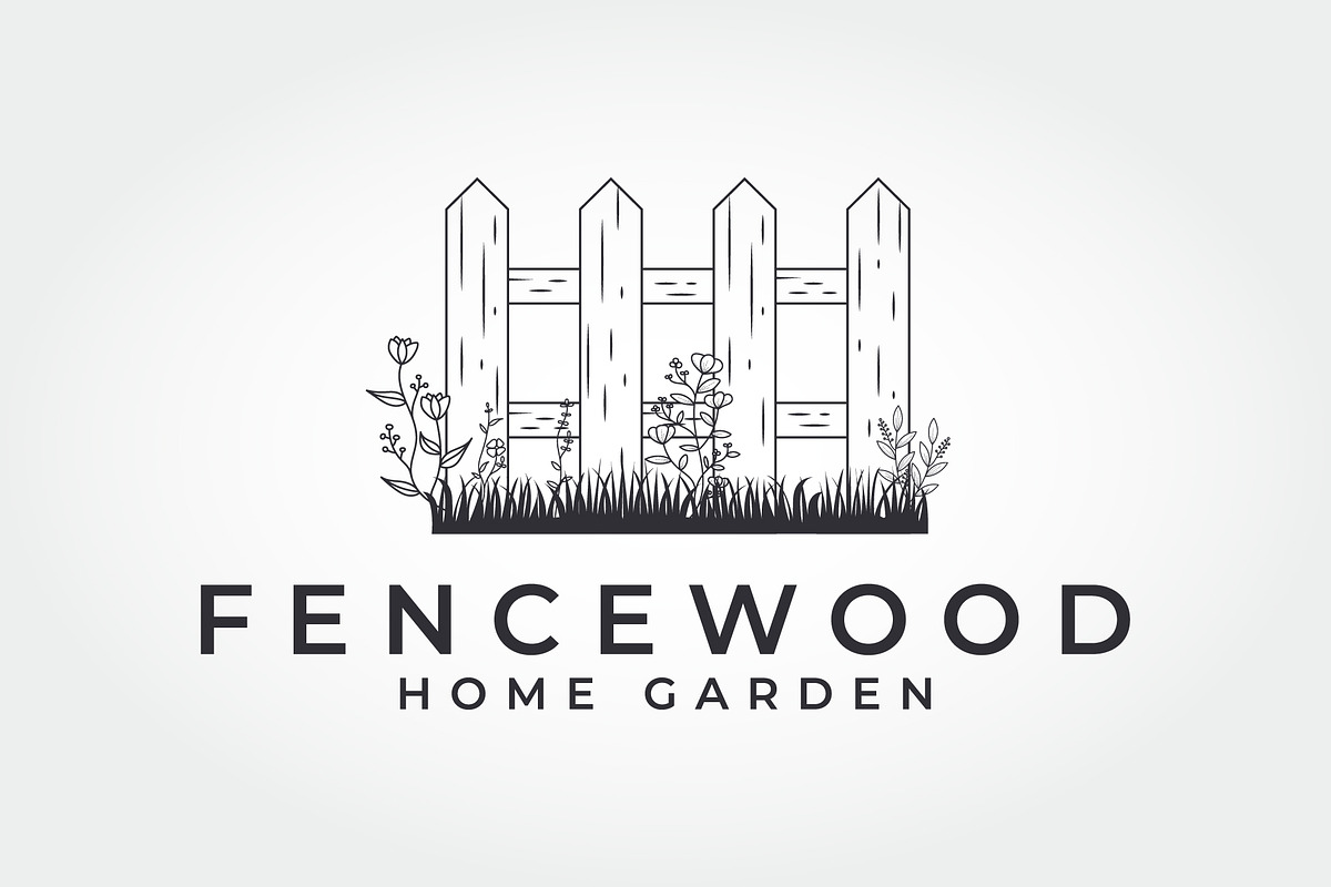 Wooden Fence with Grass and Flowers, a Branding & Logo Template by PrastHF
