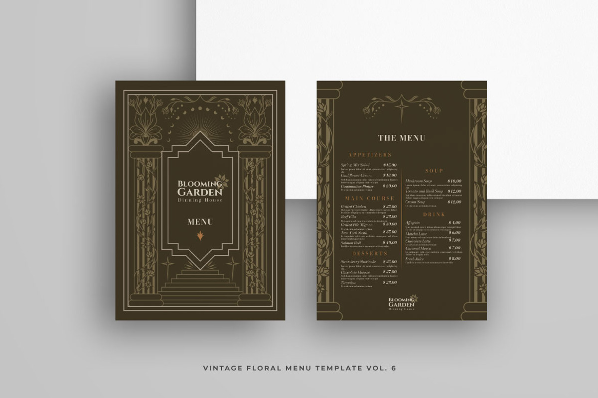 Vintage Floral Menu Vol.6, a Brochure Template by Bewalrus Studio (Photo 3 of 5)