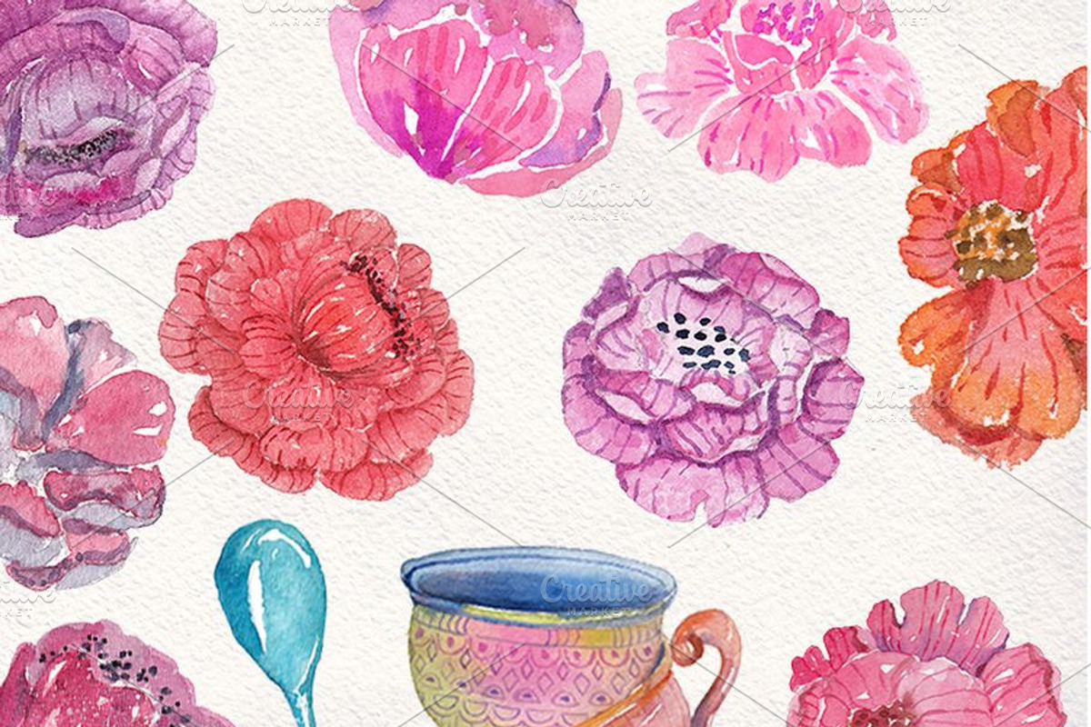 Watercolor Floral spring big set, an Illustration by JaneLane (Photo 9 of 9)