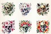 Skull Floral Sublimation Clipart Bun, an Illustration by DreamArtGraphic (Thumbnail 2 of 5)