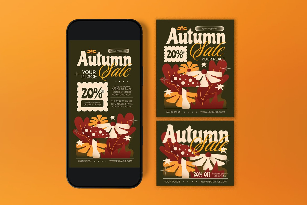 Green Quirky Autumn Sale Flyer Set, a Flyer Template by graphicook (Photo 3 of 3)
