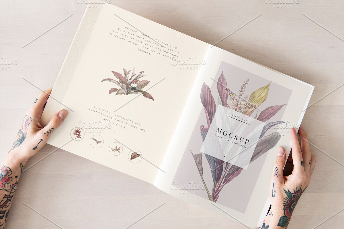 Book mockup floral study, a Print Template by rawpixel