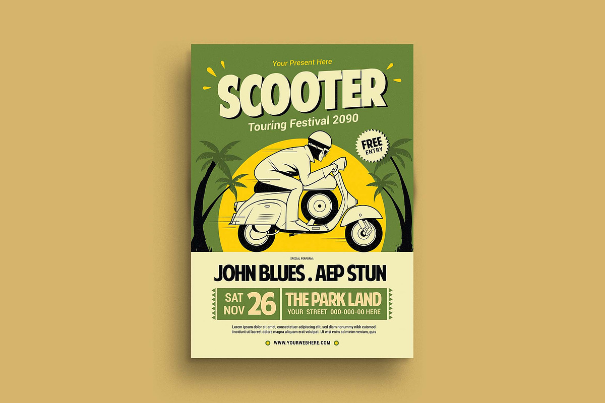 Scooter Touring Festival Flyer, a Flyer Template by megarez (Photo 3 of 3)
