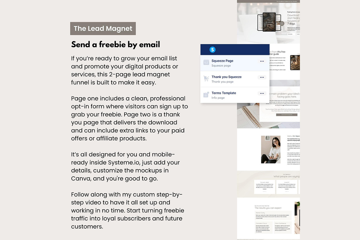 Systeme.io Neutral Systeme Bundle, a Landing Page Template by Hayley's Digital Hub (Photo 5 of 10)