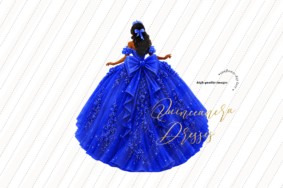 Royal Blue Tan skin Princess Clipart, a Person Illustration by Sunflower Day Love (Photo 3 of 3)