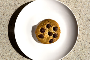 Chocolate Chip Cookie On Plate High Contrast