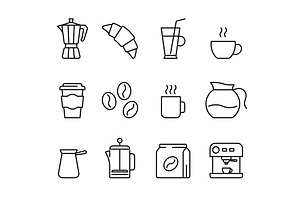 Coffee Theme Set Line Icons