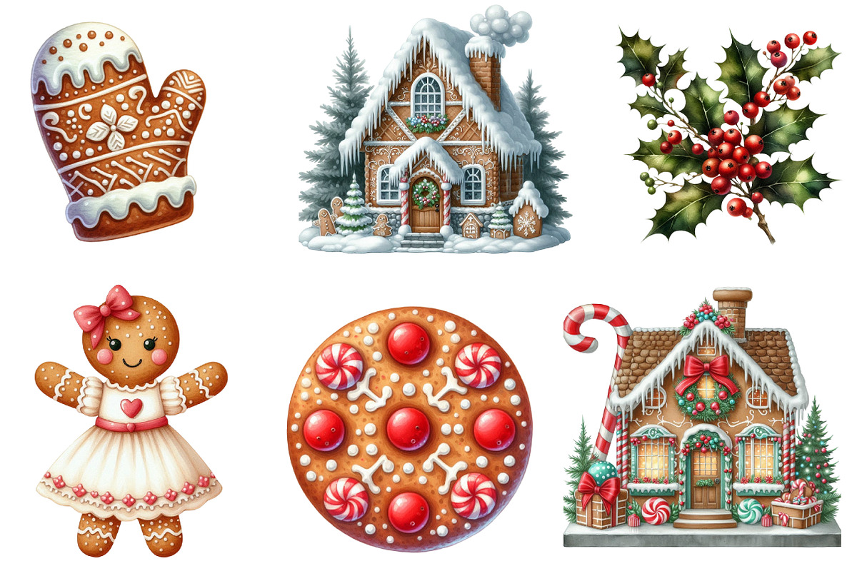 Watercolor Gingerbread Clipart, an Illustration by CreationArt (Photo 3 of 5)