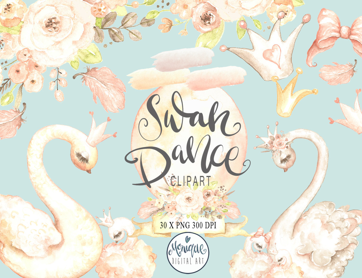 Swan Clipart, Watercolor Swan, an Illustration by Monique Digital Art